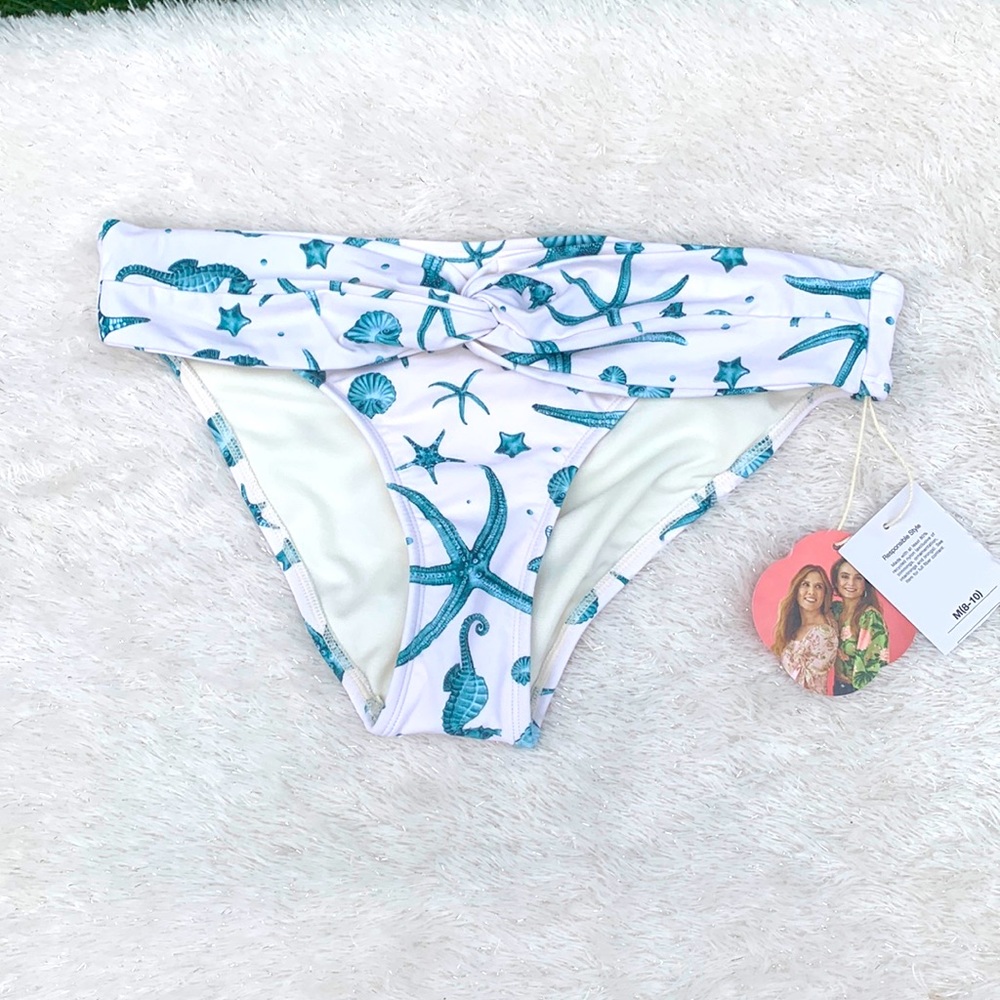 nautical teal white swim bottom